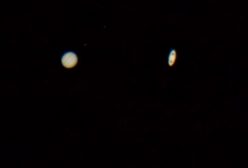 Composite images of Jupiter and Saturn from my home in Ohio.