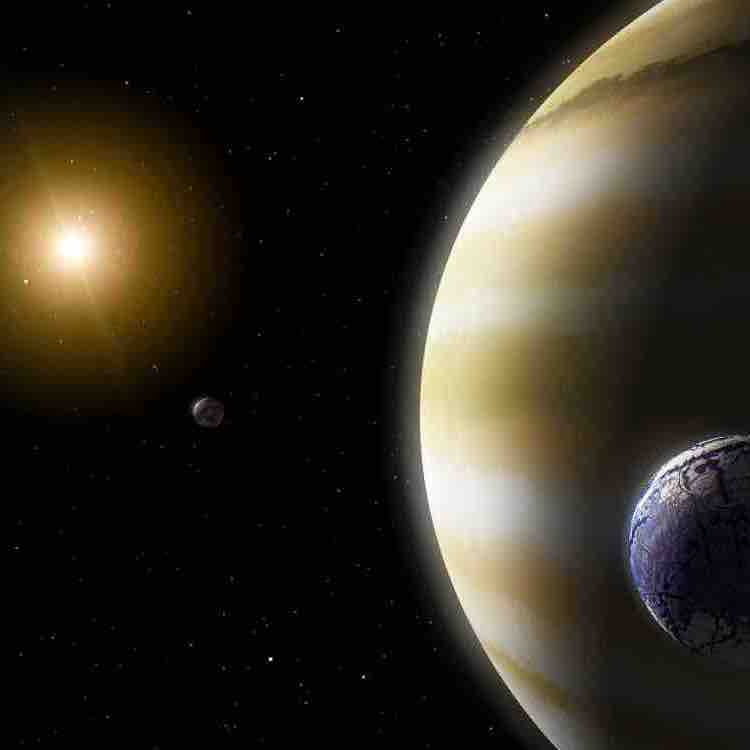 Artist's impression of an exomoon orbiting a giant planet